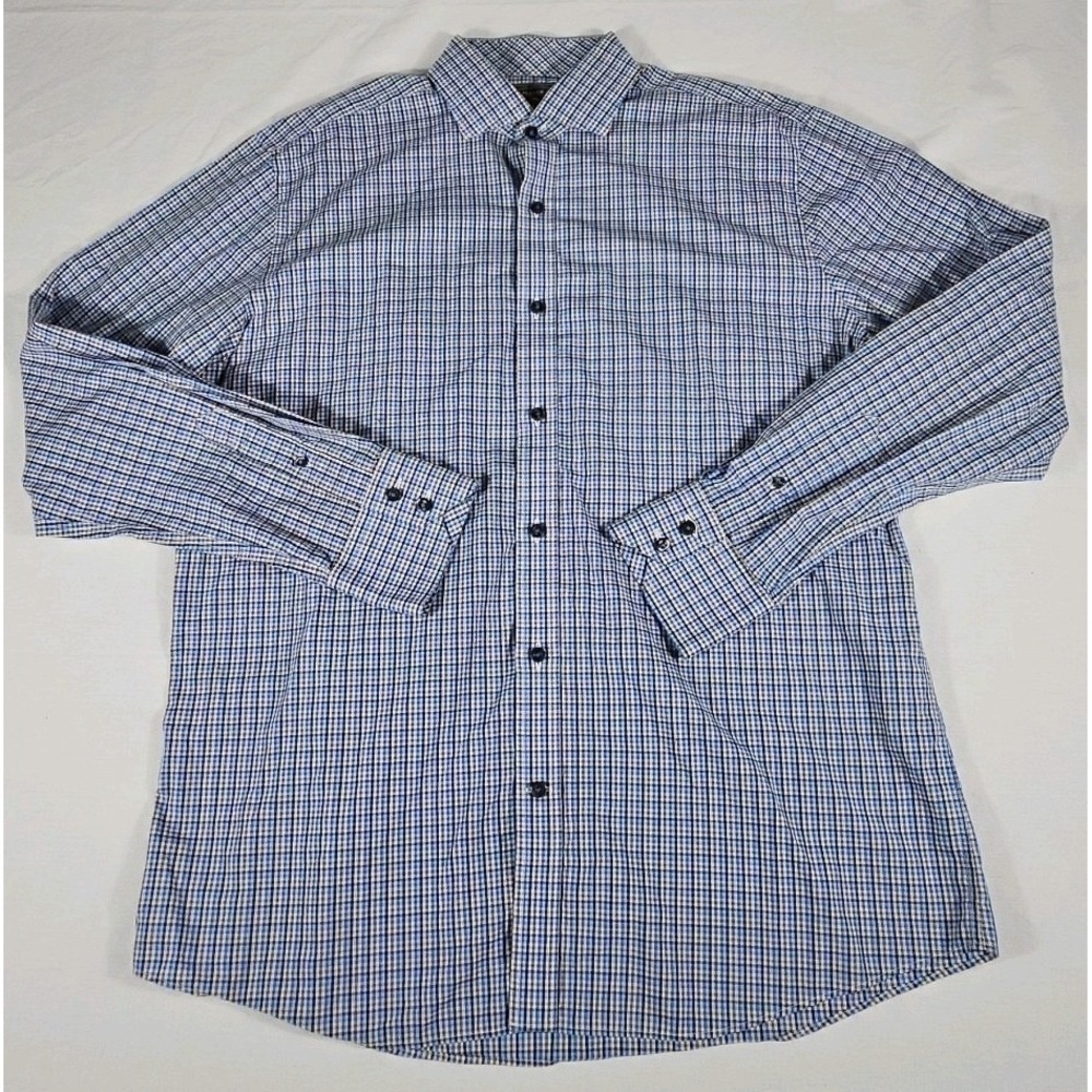 Maker & Company Long Sleeve Button Up Shirt Large Multicolor Check‎